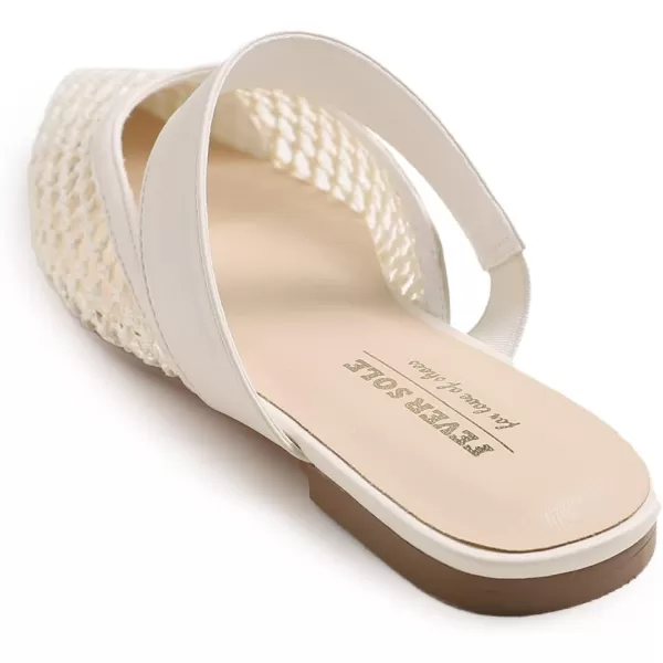 FEVERSOLE Pointed Toe Casual Slingback Flat Mules Women's Fashion Buckle Strap Slide Summer Slippers