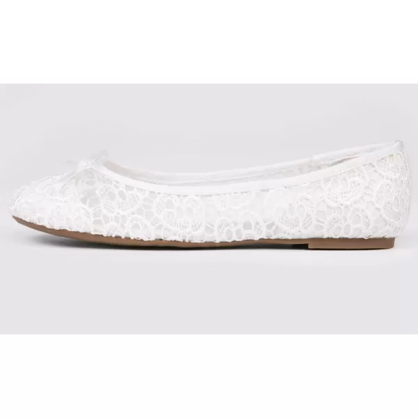 FEVERSOLE Round Toe Lace Ballet Crochet Flats Women's Comfy Breathable Shoes