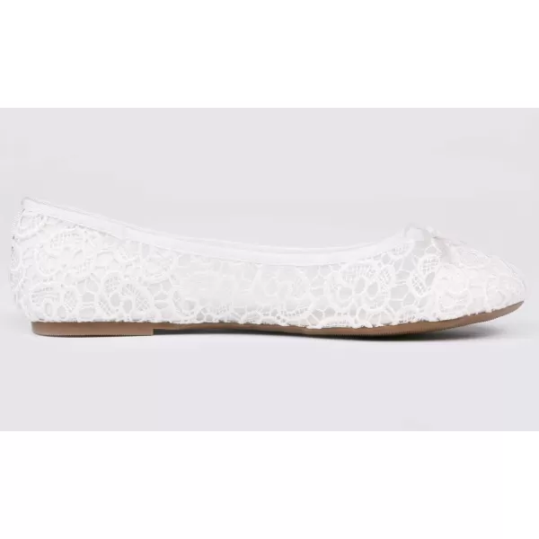 FEVERSOLE Round Toe Lace Ballet Crochet Flats Women's Comfy Breathable Shoes