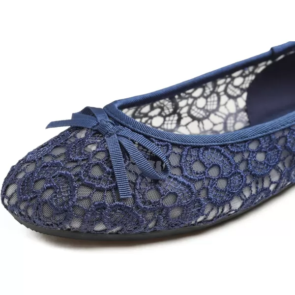 FEVERSOLE Round Toe Lace Ballet Crochet Flats Women's Comfy Breathable Shoes