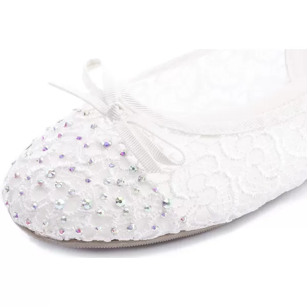 FEVERSOLE Round Toe Lace Ballet Crochet Flats Women's Comfy Breathable Shoes