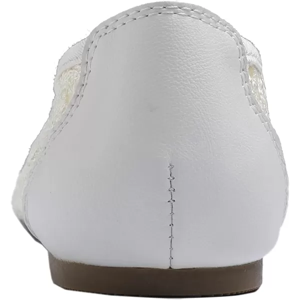 FEVERSOLE Round Toe Lace Ballet Crochet Flats Women's Comfy Breathable Shoes