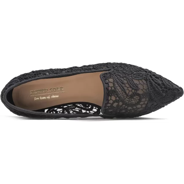 FEVERSOLE Round Toe Lace Ballet Crochet Flats Women's Comfy Breathable Shoes