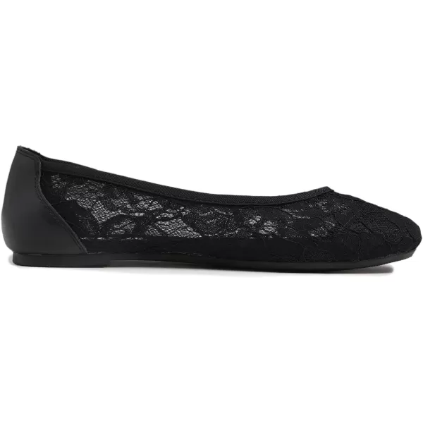 FEVERSOLE Round Toe Lace Ballet Crochet Flats Women's Comfy Breathable Shoes
