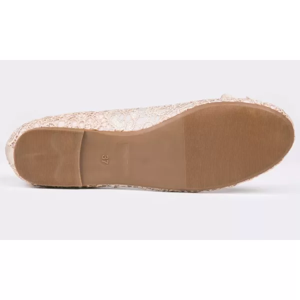 FEVERSOLE Round Toe Lace Ballet Crochet Flats Women's Comfy Breathable Shoes