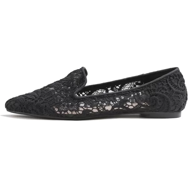 FEVERSOLE Round Toe Lace Ballet Crochet Flats Women's Comfy Breathable Shoes