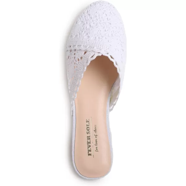 FEVERSOLE Round Toe Lace Ballet Crochet Flats Women's Comfy Breathable Shoes