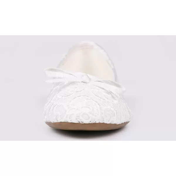 FEVERSOLE Round Toe Lace Ballet Crochet Flats Women's Comfy Breathable Shoes