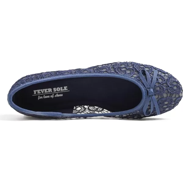 FEVERSOLE Round Toe Lace Ballet Crochet Flats Women's Comfy Breathable Shoes