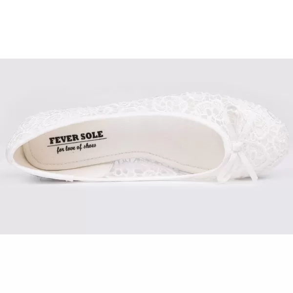 FEVERSOLE Round Toe Lace Ballet Crochet Flats Women's Comfy Breathable Shoes
