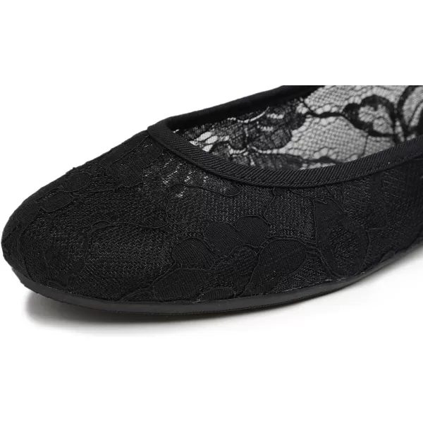 FEVERSOLE Round Toe Lace Ballet Crochet Flats Women's Comfy Breathable Shoes