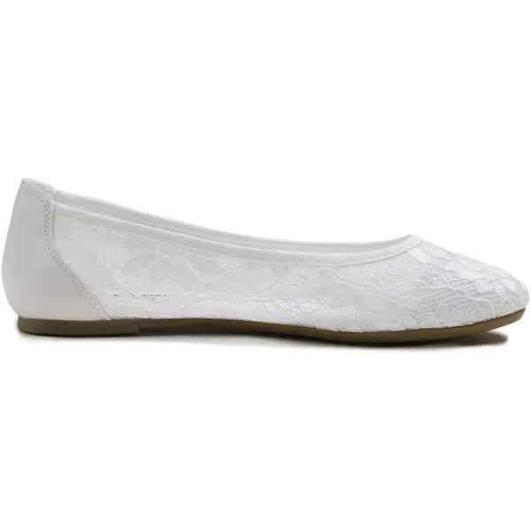 FEVERSOLE Round Toe Lace Ballet Crochet Flats Women's Comfy Breathable Shoes