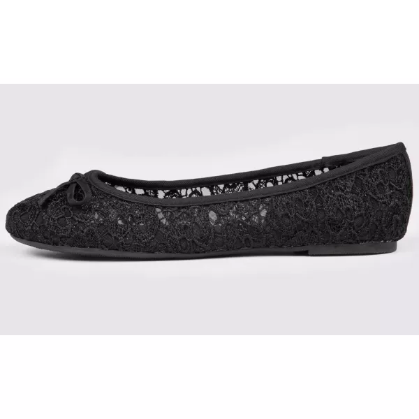FEVERSOLE Round Toe Lace Ballet Crochet Flats Women's Comfy Breathable Shoes