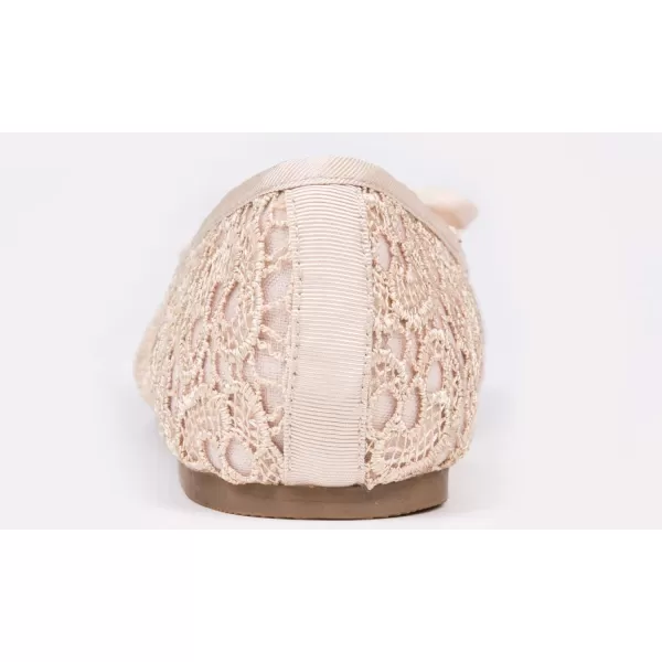 FEVERSOLE Round Toe Lace Ballet Crochet Flats Women's Comfy Breathable Shoes