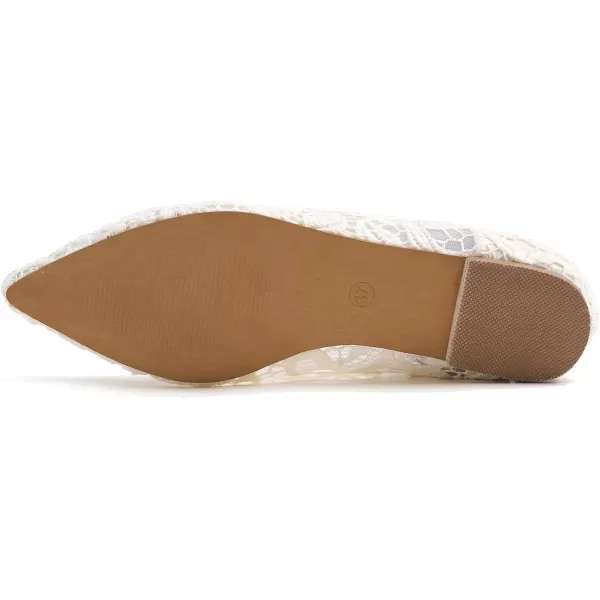 FEVERSOLE Round Toe Lace Ballet Crochet Flats Women's Comfy Breathable Shoes