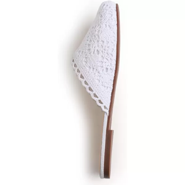FEVERSOLE Round Toe Lace Ballet Crochet Flats Women's Comfy Breathable Shoes