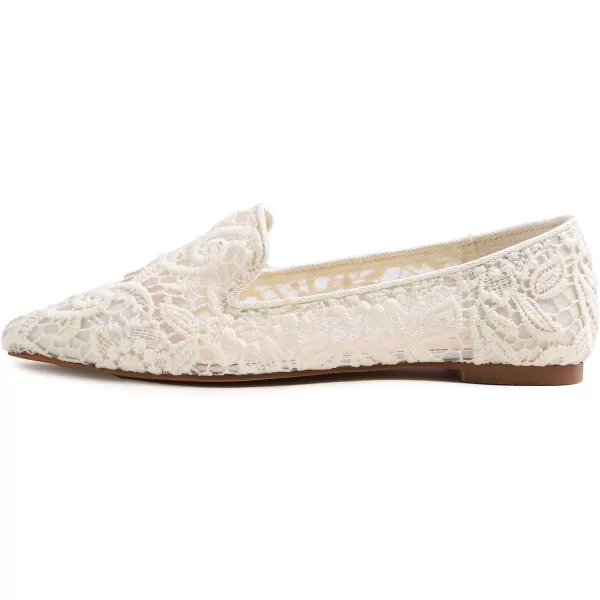 FEVERSOLE Round Toe Lace Ballet Crochet Flats Women's Comfy Breathable Shoes