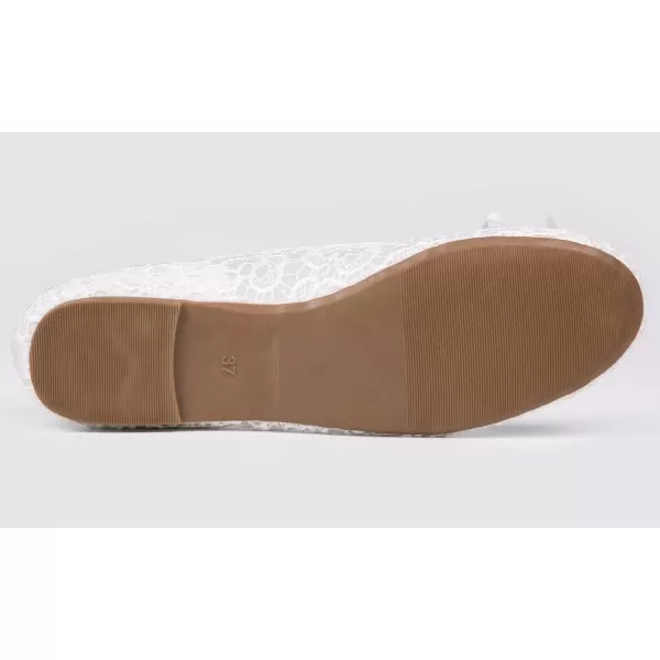 FEVERSOLE Round Toe Lace Ballet Crochet Flats Women's Comfy Breathable Shoes
