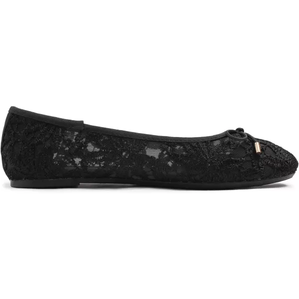 FEVERSOLE Round Toe Lace Ballet Crochet Flats Women's Comfy Breathable Shoes