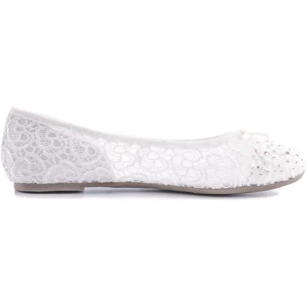 FEVERSOLE Round Toe Lace Ballet Crochet Flats Women's Comfy Breathable Shoes