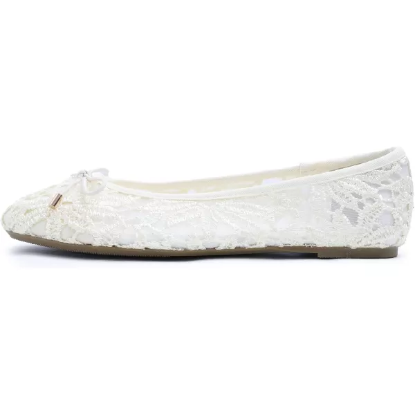 FEVERSOLE Round Toe Lace Ballet Crochet Flats Women's Comfy Breathable Shoes
