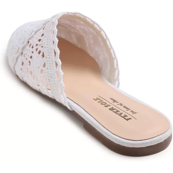 FEVERSOLE Round Toe Lace Ballet Crochet Flats Women's Comfy Breathable Shoes