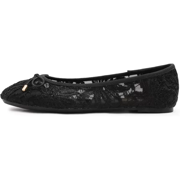 FEVERSOLE Round Toe Lace Ballet Crochet Flats Women's Comfy Breathable Shoes