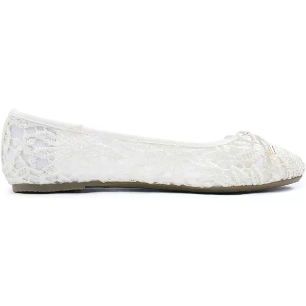 FEVERSOLE Round Toe Lace Ballet Crochet Flats Women's Comfy Breathable Shoes