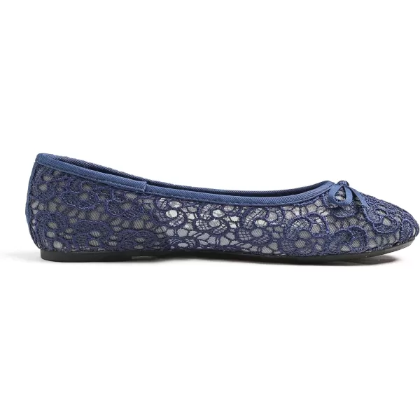FEVERSOLE Round Toe Lace Ballet Crochet Flats Women's Comfy Breathable Shoes