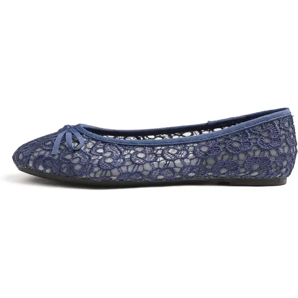 FEVERSOLE Round Toe Lace Ballet Crochet Flats Women's Comfy Breathable Shoes