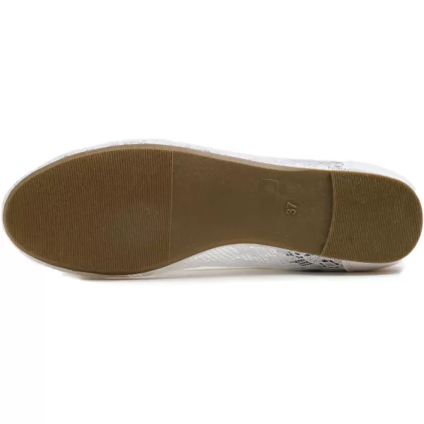 FEVERSOLE Round Toe Lace Ballet Crochet Flats Women's Comfy Breathable Shoes