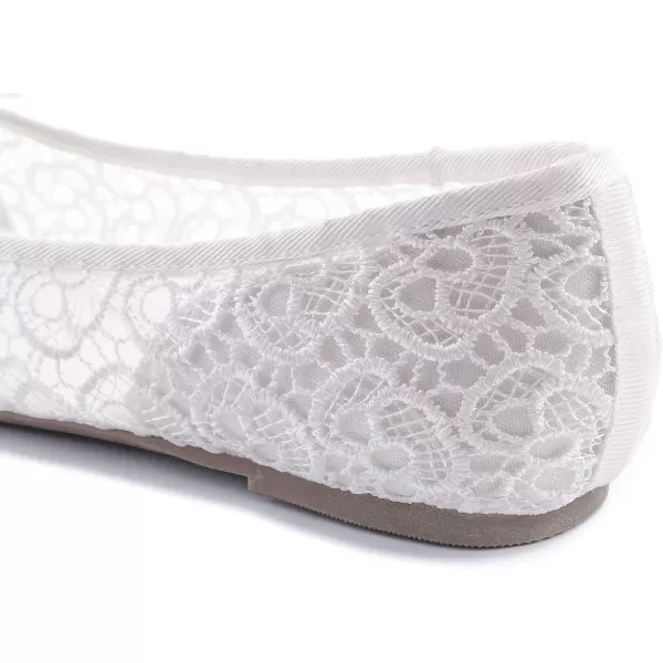 FEVERSOLE Round Toe Lace Ballet Crochet Flats Women's Comfy Breathable Shoes
