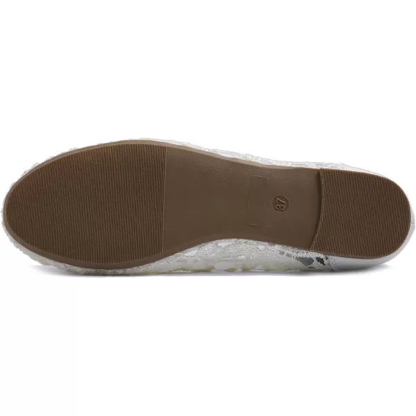 FEVERSOLE Round Toe Lace Ballet Crochet Flats Women's Comfy Breathable Shoes