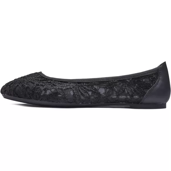 FEVERSOLE Round Toe Lace Ballet Crochet Flats Women's Comfy Breathable Shoes