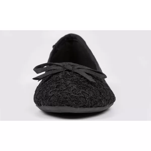 FEVERSOLE Round Toe Lace Ballet Crochet Flats Women's Comfy Breathable Shoes