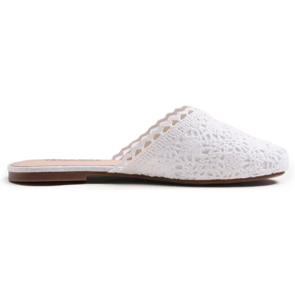 FEVERSOLE Round Toe Lace Ballet Crochet Flats Women's Comfy Breathable Shoes