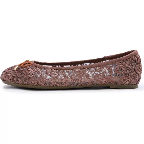 FEVERSOLE Round Toe Lace Ballet Crochet Flats Women's Comfy Breathable Shoes