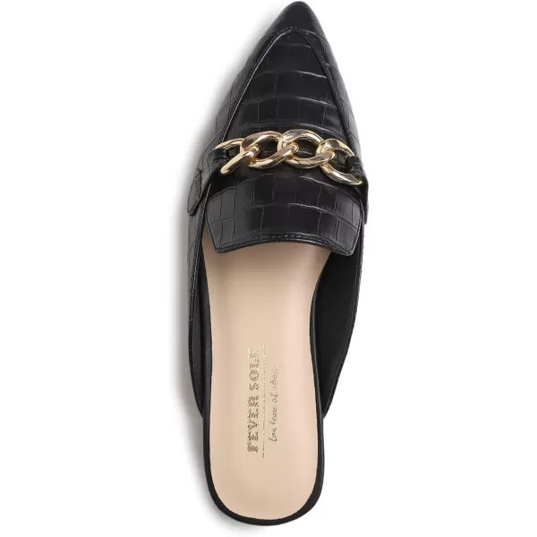 FEVERSOLE Women's Fashion Deco Mules Slip On Backless Slide Flats