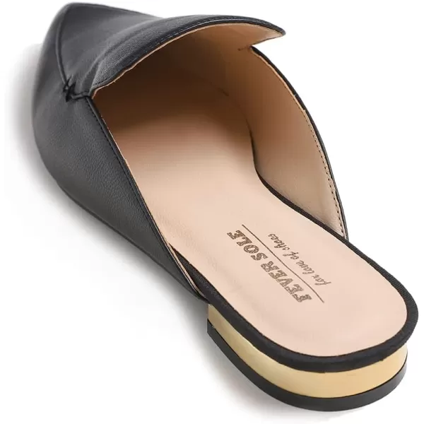 FEVERSOLE Women's Fashion Deco Mules Slip On Backless Slide Flats