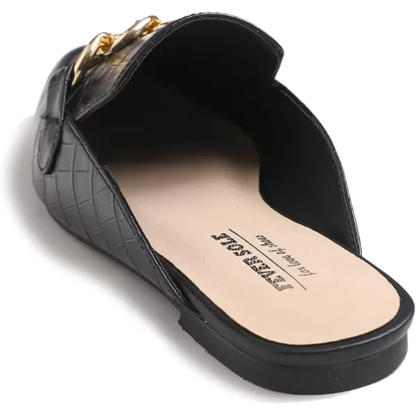 FEVERSOLE Women's Fashion Deco Mules Slip On Backless Slide Flats
