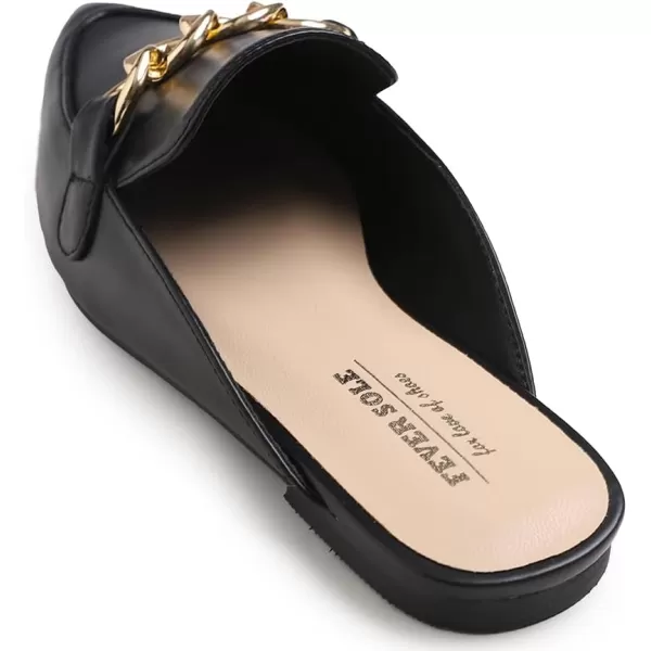 FEVERSOLE Women's Fashion Deco Mules Slip On Backless Slide Flats