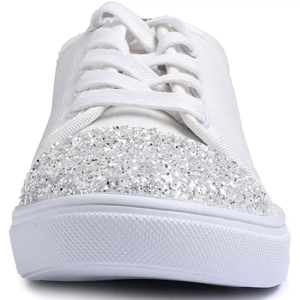 FEVERSOLE Women's Fashion Dress Sneakers Party Bling Casual Flats Embellished Shoes