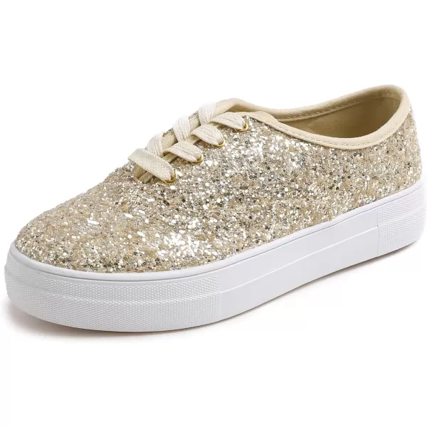 FEVERSOLE Women's Fashion Dress Sneakers Party Bling Casual Flats Embellished Shoes