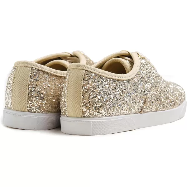 FEVERSOLE Women's Fashion Dress Sneakers Party Bling Casual Flats Embellished Shoes