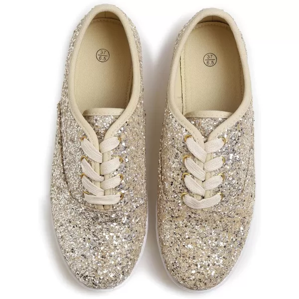 FEVERSOLE Women's Fashion Dress Sneakers Party Bling Casual Flats Embellished Shoes