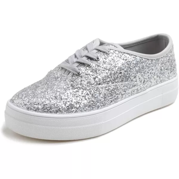 FEVERSOLE Women's Fashion Dress Sneakers Party Bling Casual Flats Embellished Shoes