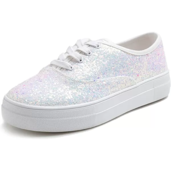 FEVERSOLE Women's Fashion Dress Sneakers Party Bling Casual Flats Embellished Shoes