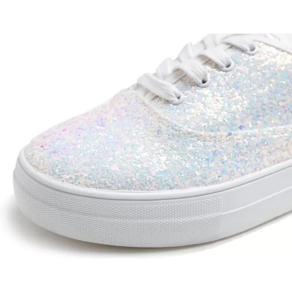 FEVERSOLE Women's Fashion Dress Sneakers Party Bling Casual Flats Embellished Shoes