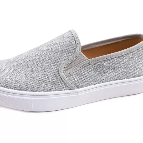 FEVERSOLE Women's Fashion Dress Sneakers Party Bling Casual Flats Embellished Shoes