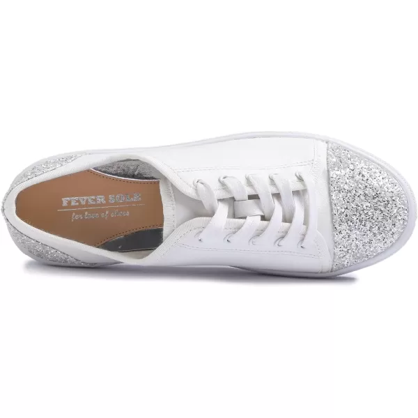FEVERSOLE Women's Fashion Dress Sneakers Party Bling Casual Flats Embellished Shoes